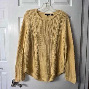 Yellow Cable-Knit 100% Cotton Small Sweater